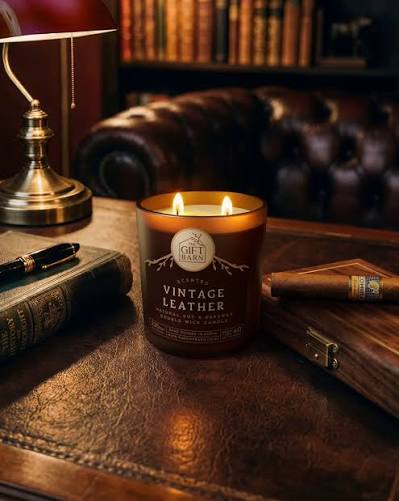 The Gift Barn Vintage Leather Double wicks