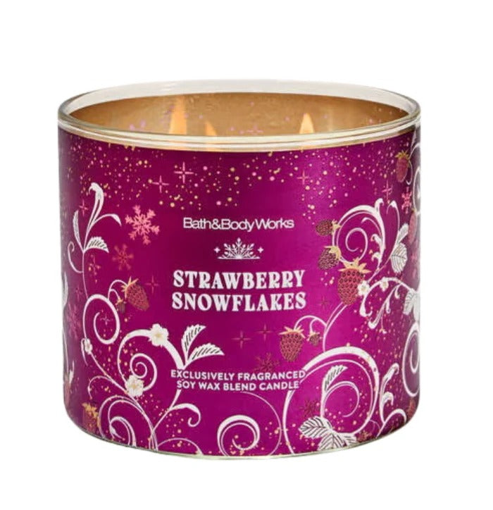 Bath & Body Works Strawberry Snowflakes 3 wick Candle