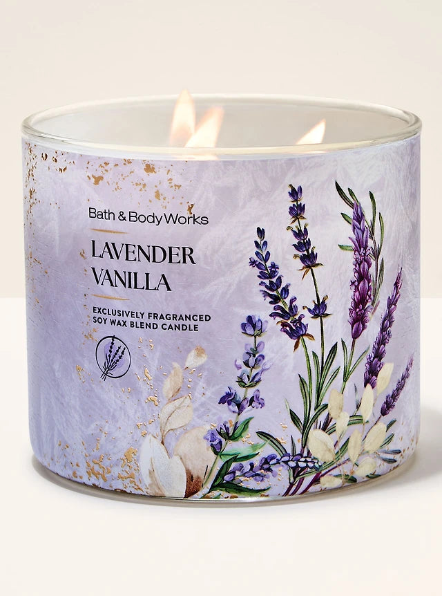 Bath & Body Works Lavender Vanilla 3 Wick candles