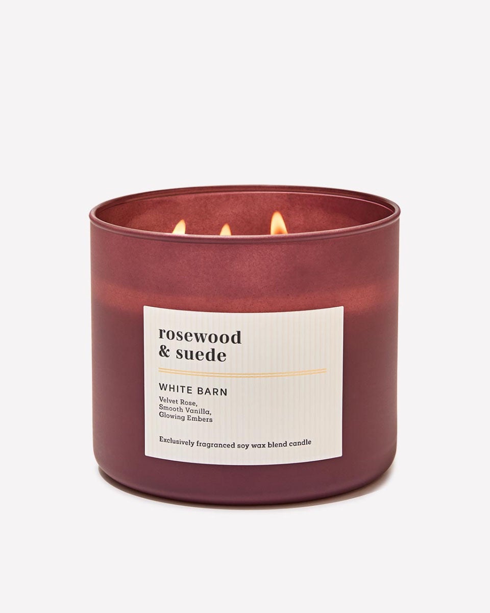 Bath & Body Works Rosewood & Suede 3 Wick candles