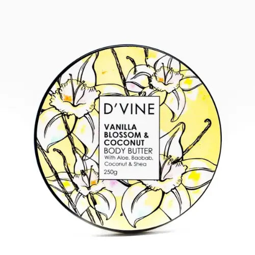 D'vine Vanilla Blossom & Coconut Body Butter & Scrub Set 100mg 250g