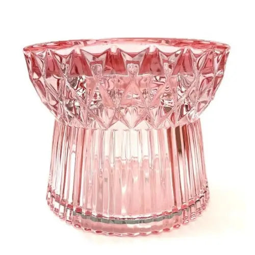 Bath & Body Works Faceted Pink Glass Pedestal Candle Holder