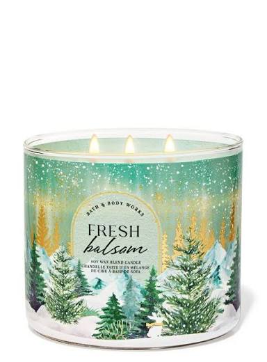 Bath & body works fresh balsam 3 wick candle