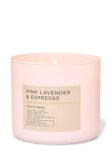 Pink Lavender and Espresso 3 Wick Candle