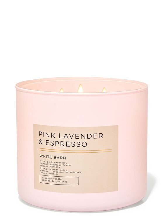 Pink Lavender and Espresso 3 Wick Candle