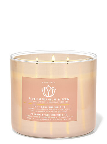 Blush Geranium and Fern 3 Wick Candle