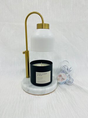 Round Marble Candle Warmer White