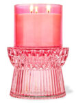 Faceted Pink Glass Pedestal Candle Holder