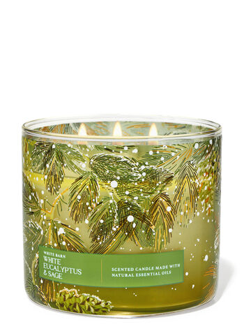 White Eucalyptus Sage 3 Wick Candle